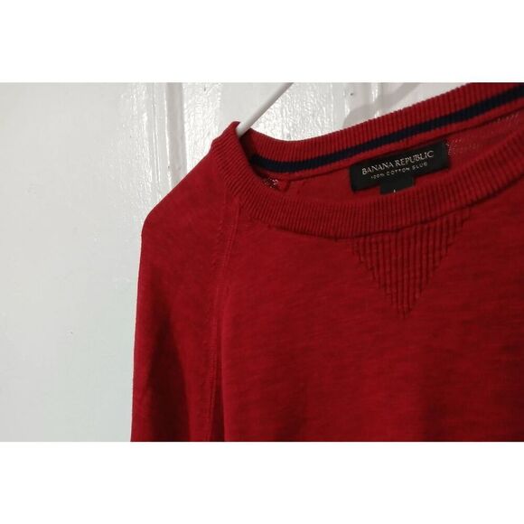 Banana republic mens large 100% SLUB COTTON staple capsule sweater dark red - Picture 4 of 8